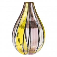 Amber and gold striped Murano glass vase